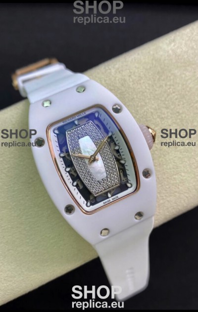 Richard Mille RM-07-01 Diamonds Dial White Ceramic Ladies 1:1 Swiss Replica Watch 