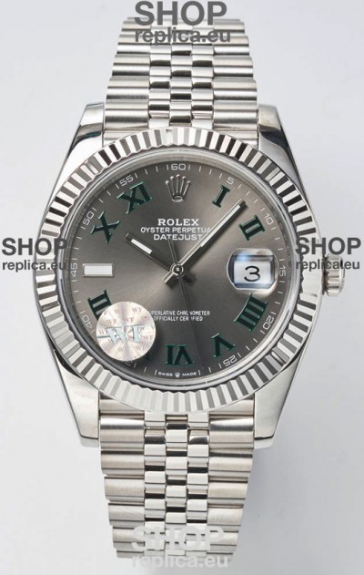 Rolex Datejust Cal.3235 WIMBLEDON Swiss Watch 1:1 Mirror Replica 904L Steel 41MM - Grey Dial 