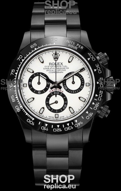 Rolex Daytona Blaken 1:1 Swiss Mirror Replica White Dial Cal.4130 Movement (WITH BOX) 