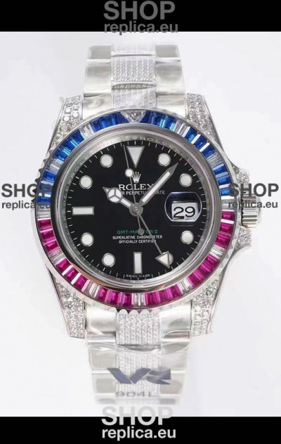 Rolex GMT Masters II Diamonds Swiss watch in 904L Case - 1:1 Mirror Quality