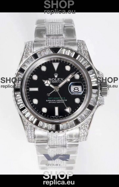 Rolex GMT Masters II Diamonds Swiss watch in 904L Case - 1:1 Mirror Quality