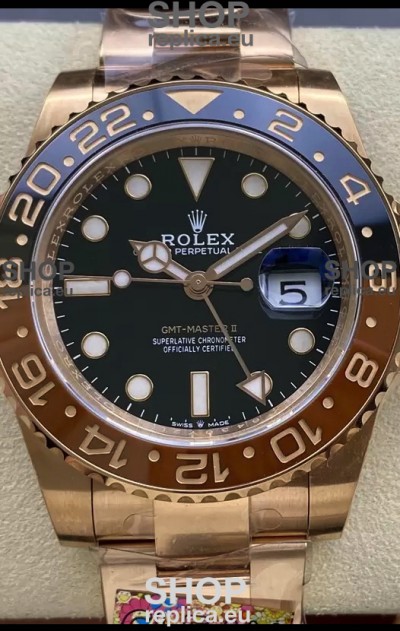 Rolex GMT Masters II M126715CHNR Everose Gold Swiss Replica 1:1 Mirror Watch - 904L Steel 