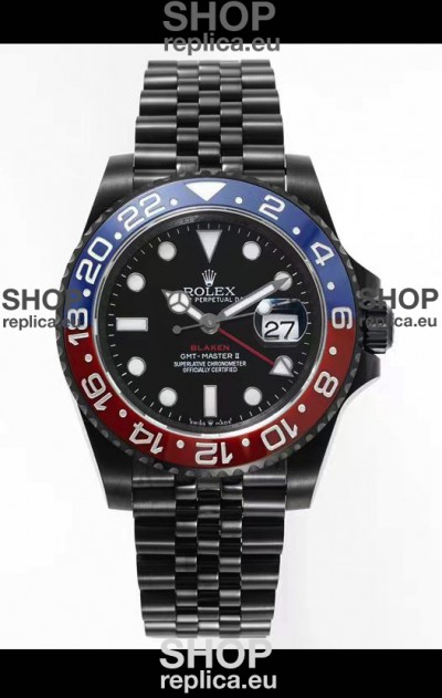 Rolex GMT Masters II REF.126710BLRO PEPSI BLAKEN Swiss Replica - 904L Steel in DLC Coating