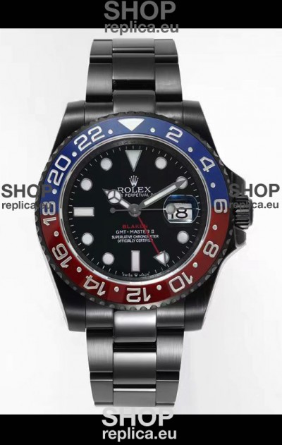 Rolex GMT Masters II REF.126710BLRO PEPSI BLAKEN Swiss Replica - 904L Steel in DLC Coating