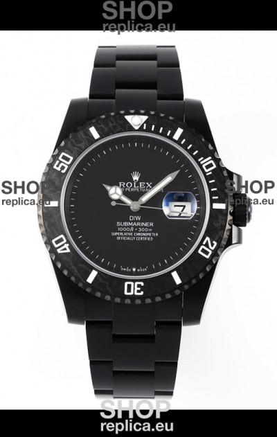 Rolex Submariner DiW DLC Coated Steel Casing Black Ceramic Bezel Edition Watch 