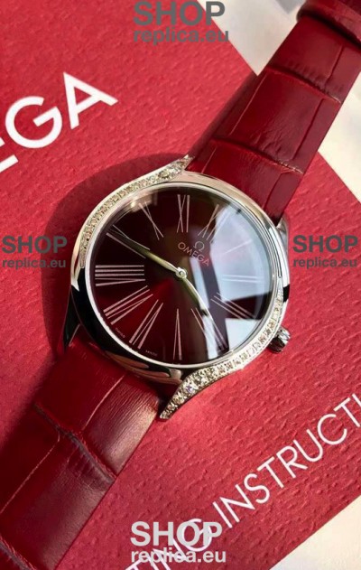 Omega De Ville Tresor Edition Swiss Quartz Watch 36MM Steel Casing Red Dial