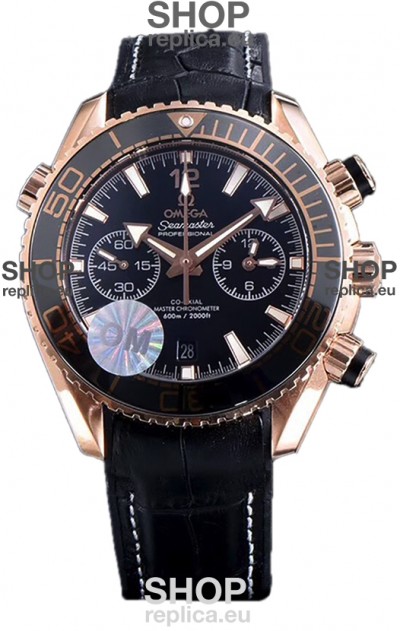 Omega Seamaster Planet Ocean 600M Sedna Gold Leather Strap 45.5MM 1:1 Mirror Replica Watch 