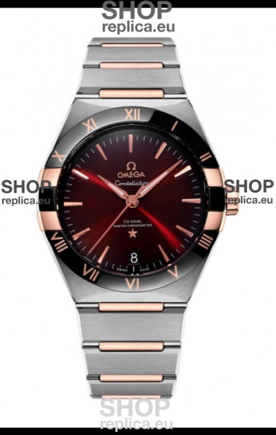 Omega Co-Axial Constellation Two Tone Black Burgundy Dial 1:1 Mirror Replica 41MM