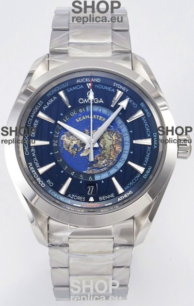 Omega Aqua Terra 150M Wolrd Timer 24 Blue Dial 904L Steel 1:1 Mirror Replica 41MM 