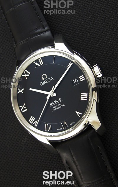 Omega De-Ville Annual Calendar Co-Axial Swiss Replica Watch 1:1 Mirror Edition in Black Dial