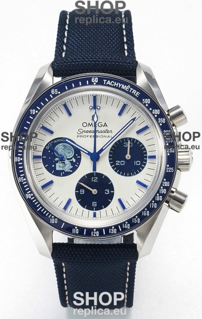Omega Speedmaster 50th Anniversary Super Clone Snoopy Replica Watch in Nylon Strap 