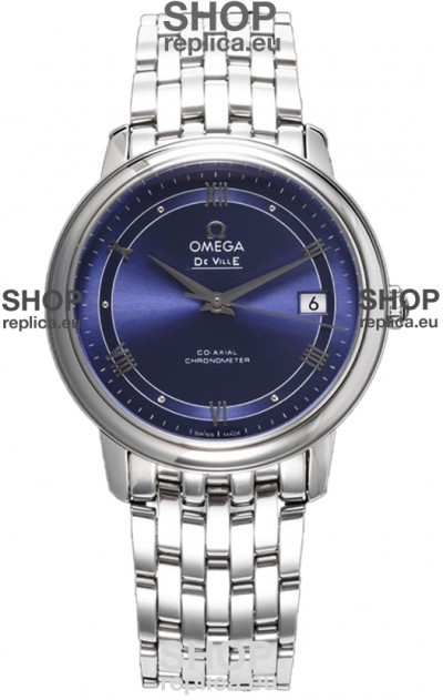 Omega De Ville Co-Axial Chronometer 36.8MM Swiss Replica Watch in Light Blue Dial 