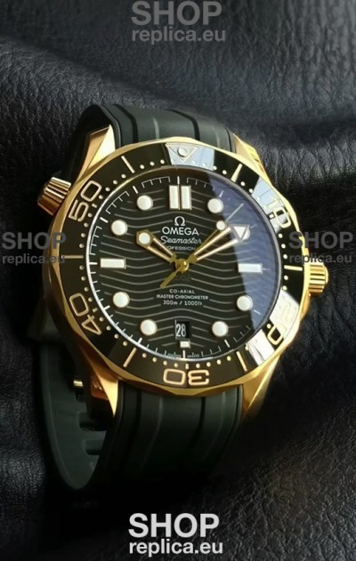 Omega Seamaster Super Clone 300M Master Chronometer Rose Gold Green Dial Watch 