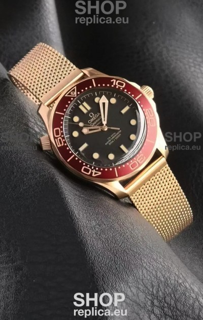 Omega Seamaster Super Clone 300M Diver Rose Gold Black Dial Edition Watch 