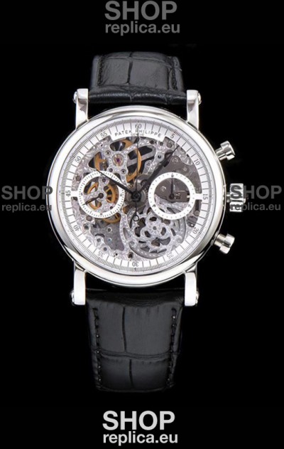 Patek Philippe Complications Skeleton Chronograph Watch in 904L Steel Case