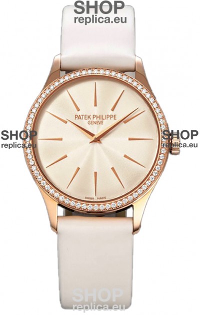 Patek Philippe Calatrava 4997 Ladies Rose Gold Yellow Dial with Swiss Automatic Movement Watch