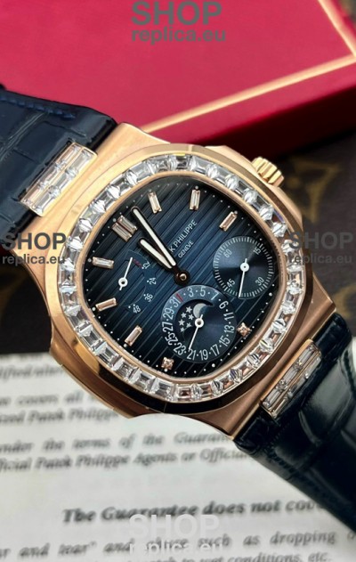 Patek Philippe Nautilus 5712R 1:1 Quality Swiss Replica Watch in Blue Dial Blue Strap
