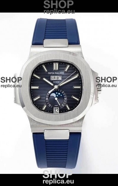 Patek Philippe Nautilus 5726A 1:1 Mirror Swiss Watch Blue Dial Rubber Strap
