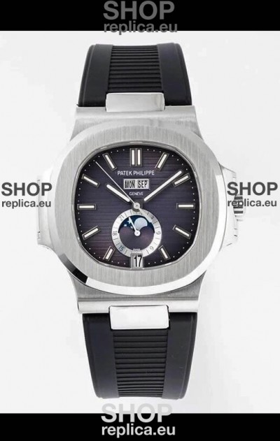 Patek Philippe Nautilus 5726A 1:1 Mirror Swiss Watch Blue Dial Rubber Strap