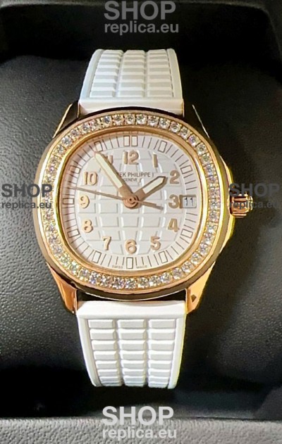 Patek Philippe Superclone Aquanaut 5072R Mossanites Paved Watch in Rose Gold Casing