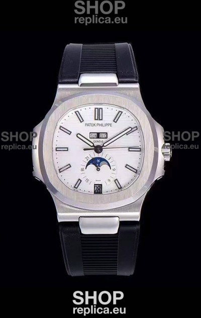 Patek Philippe Nautilus 5726A 1:1 Mirror Swiss Watch White Dial Rubber Strap 