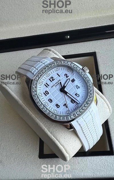 Patek Philippe Aquanaut 5267 Swiss Replica White Dial in Stainless Steel Diamonds Bezel 38.5MM