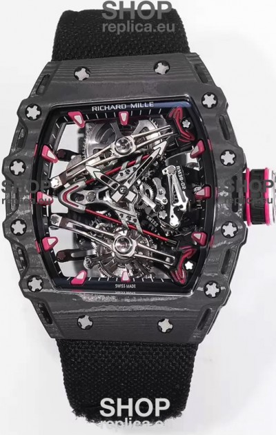 Richard Mille RM38-02 Carbon Casing Bubba Watson Black Nylon Tourbillon Movement 1:1 Mirror Replica