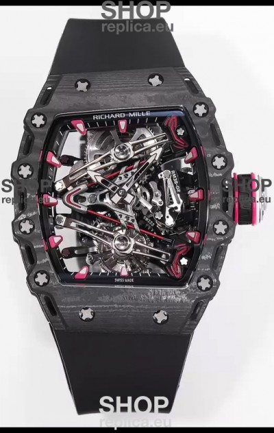 Richard Mille RM38-02 Carbon Casing Bubba Watson Black Rubber Tourbillon Movement 1:1 Mirror Replica