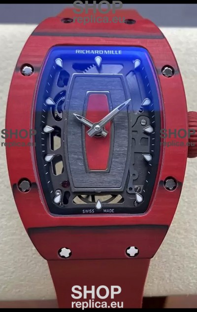Richard Mille RM07 Red Carbon Casing 1:1 Superclone Swiss Replica Watch 