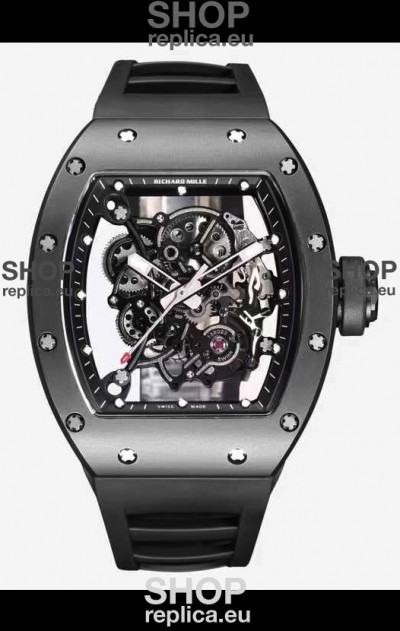 Richard Mille RM055 Black Ceramic Casing 1:1 Mirror Replica Watch in Black Strap