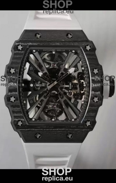 Richard Mille RM12-01 Carbon Fiber Case Genuine Tourbillon Movement 1:1 Mirror Replica Watch