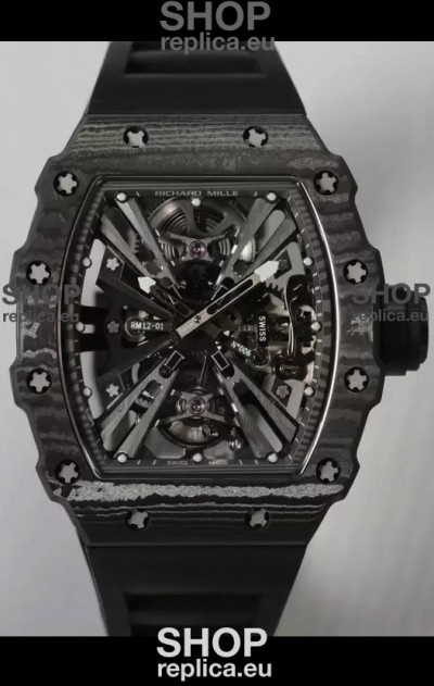 Richard Mille RM12-01 Carbon Fiber Case Genuine Tourbillon Movement 1:1 Mirror Replica Watch