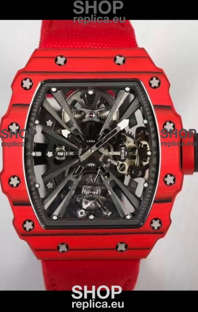 Richard Mille RM12-01 Carbon Fiber Case Genuine Tourbillon Movement 1:1 Mirror Replica Watch