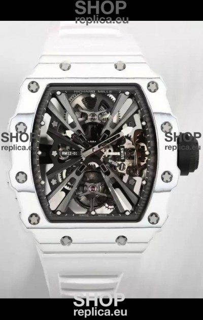 Richard Mille RM12-01 White Carbon Fiber Case Genuine Tourbillon Movement 1:1 Mirror Replica Watch