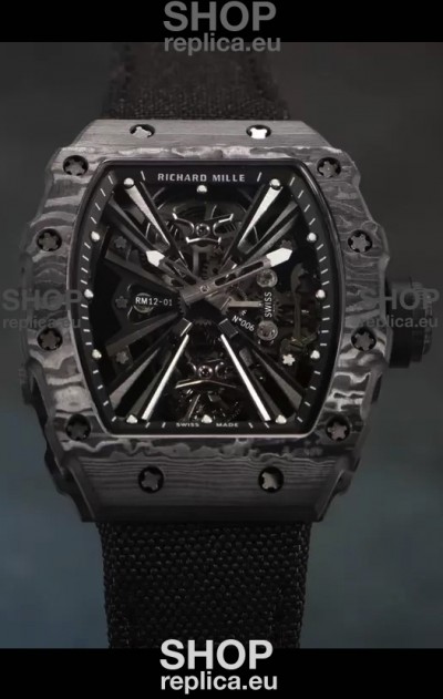 Richard Mille RM12-01 Carbon Fiber Case Genuine Tourbillon Movement 1:1 Mirror Replica Watch