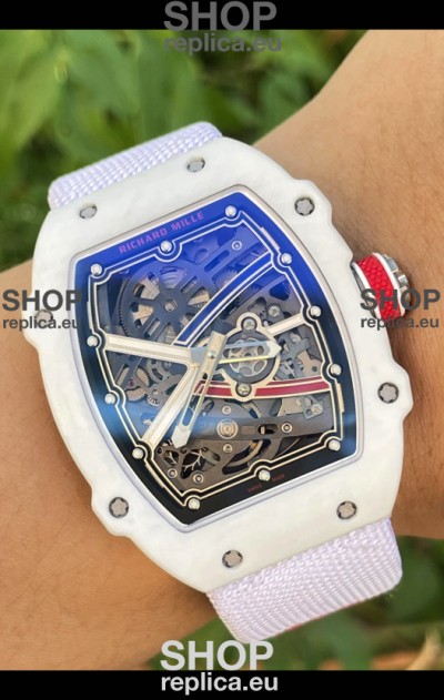 Richard Mille Super Clone RM67-02 Alexis Pinturault White Quartz TPT 37 Grams Watch White Strap