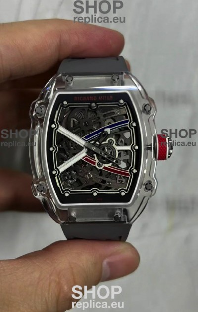 Richard Mille Super Clone RM67-02 Sapphires Casing Watch Grey Rubber Strap
