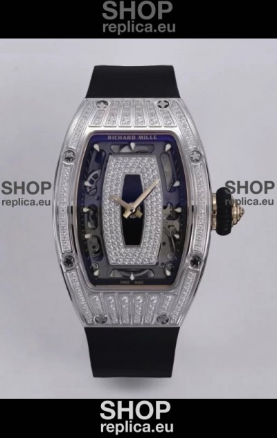 Richard Mille Super Clone RM07-01 Diamonds Paved 904L Steel Casing Automatic Replica Watch