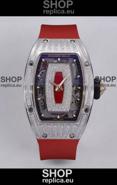 Richard Mille Super Clone RM07-01 Diamonds Paved 904L Steel Casing Automatic Replica Watch