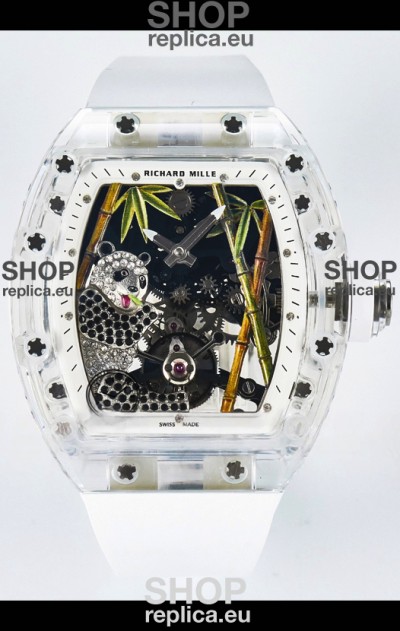 Richard Mille RM26-01 Tourbillon Panda Transparent Sapphires Casing Watch - Super Clone Replica
