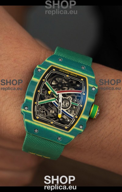 Richard Mille Super Clone RM67-02 Wayde Van Niekerk Green Carbon TPT 37 Grams Watch Green Strap
