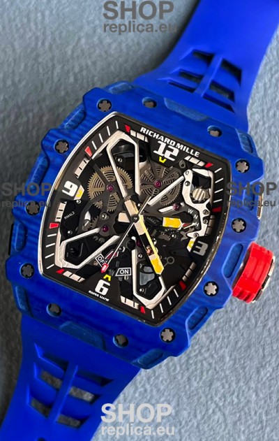 Richard Mille RM35-03 Rafael Nadal Edition Blue Carbon Fiber Casing 1:1 Mirror Replica Watch in Blue Strap