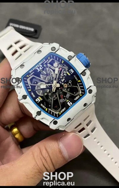 Richard Mille RM35-03 Rafael Nadal Edition White Carbon Fiber Casing 1:1 Mirror Replica Watch in White Strap
