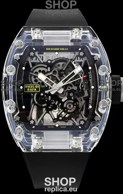 Richard Mille RM35-01 Rafael Nadal Transparent Sapphires Casing with Genuine Tourbillon Super Clone Watch