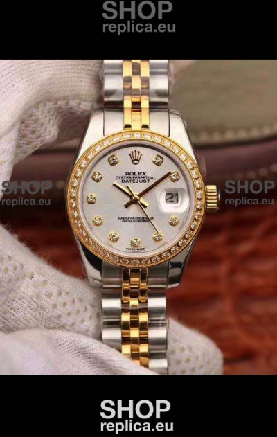 Rolex Datejust Ladies 28MM Cal.3135 Movement Swiss Replica in 904L Steel Yellow Gold 2 Tone Case