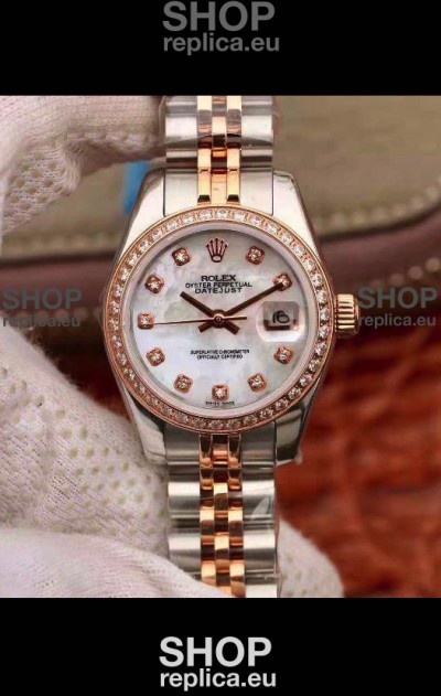 Rolex Datejust Ladies 28MM Cal.3135 Movement Swiss Replica in 904L Steel Rose Gold 2 Tone Case