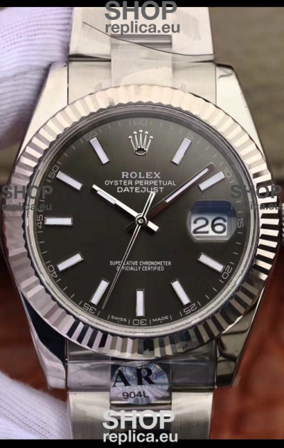 Rolex Datejust 41MM Cal.3135 Movement Swiss Replica Watch in 904L Steel Casing Grey Dial