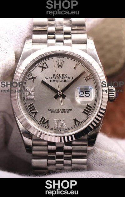 Rolex Datejust 36MM Cal.3135 Movement Swiss Replica Watch in 904L Steel Grey Dial 