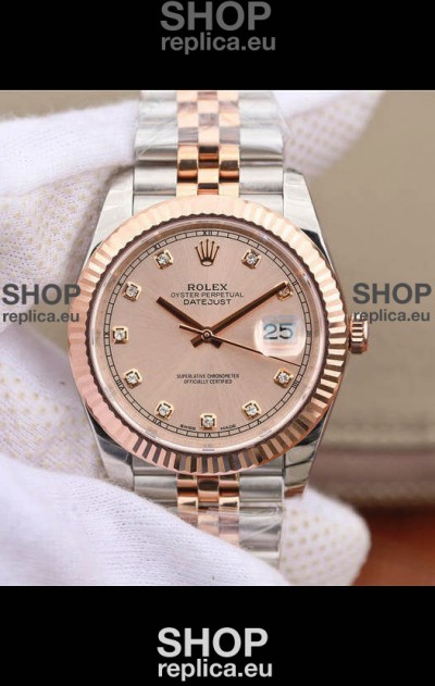 Rolex Datejust 41MM Cal.3135 Movement Swiss Replica Watch in 904L Steel Two Tone Champange Dial