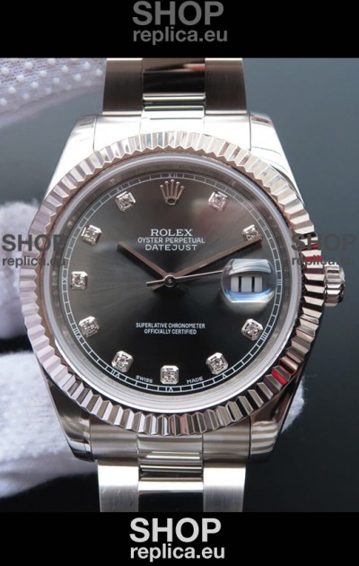 Rolex Datejust 41MM Cal.3135 Movement Swiss Replica Watch in 904L Steel Pearl Grey Dial 